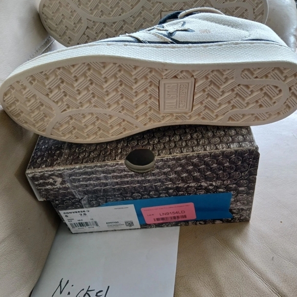 Converse x Joshua Vides Pro Leather OX Natural Ivory Black White Men's A00713C - Picture 4 of 7